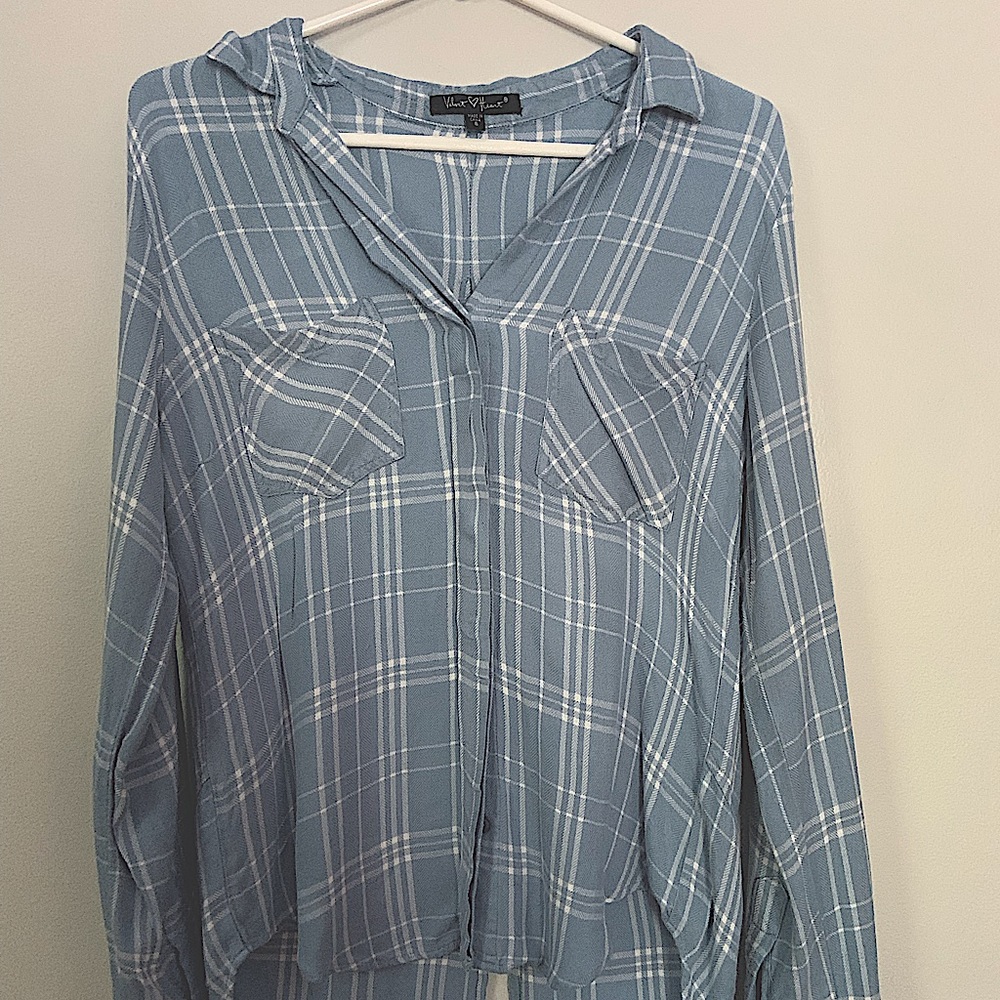 High Low Plaid Long Sleeve